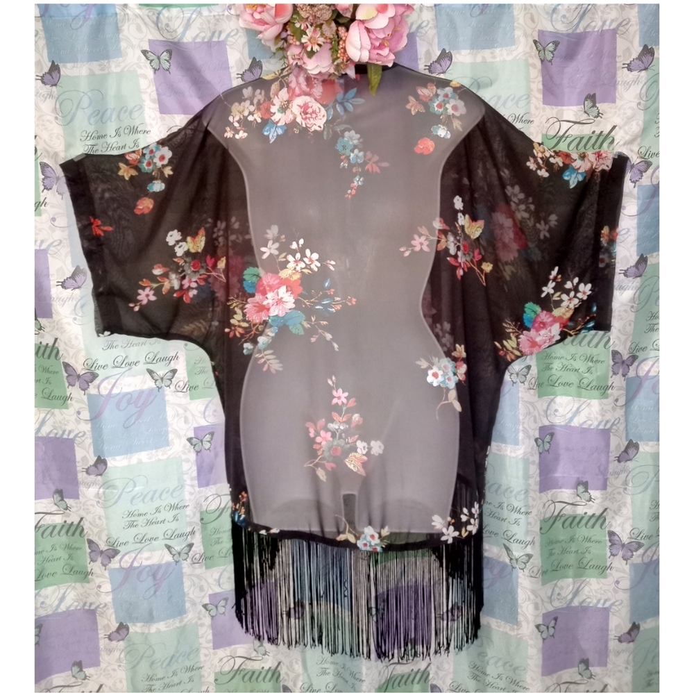 5$35🔥|Xhilaratio Top|Rose Printed Spring Cardigan - Picture 2 of 7